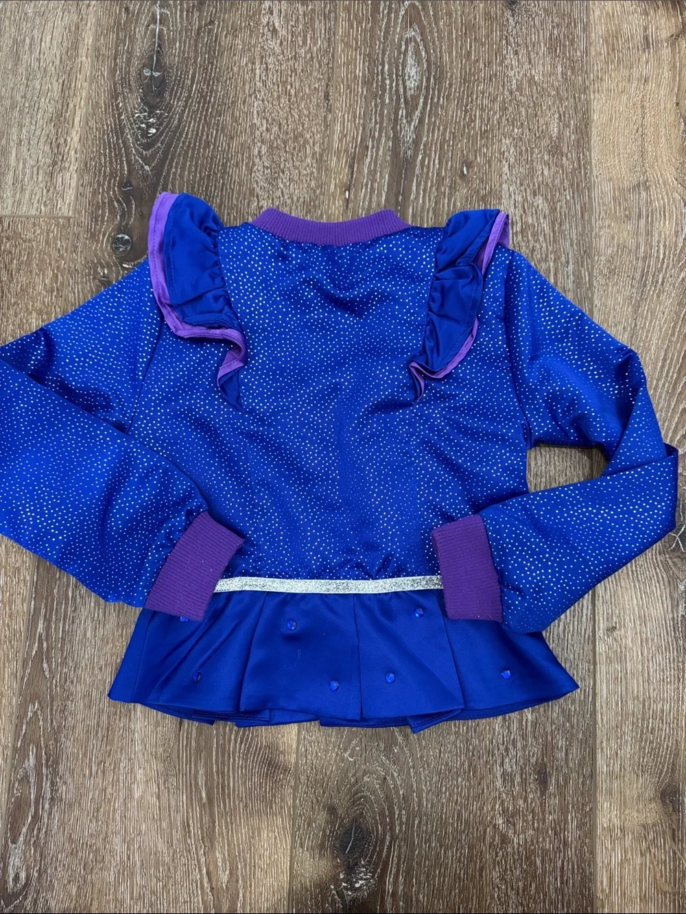 JoJo Siwa Girls Shiny Blue and Purple Zip Jacket with Pink Trim